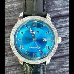 RARE Condition Stauer 28997 Men's Leather Watch New Battery